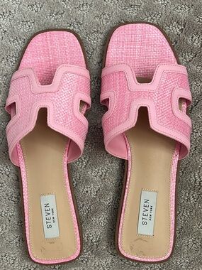 Steven New York Pink Weave Slide Sandals